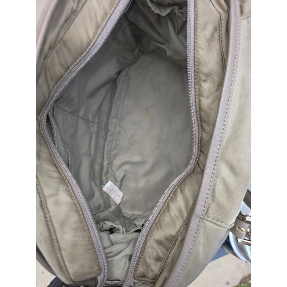 Michael Kors Nylon Diaper Bag Tan Khaki Gold Hardware Tote Crossbody Handbag